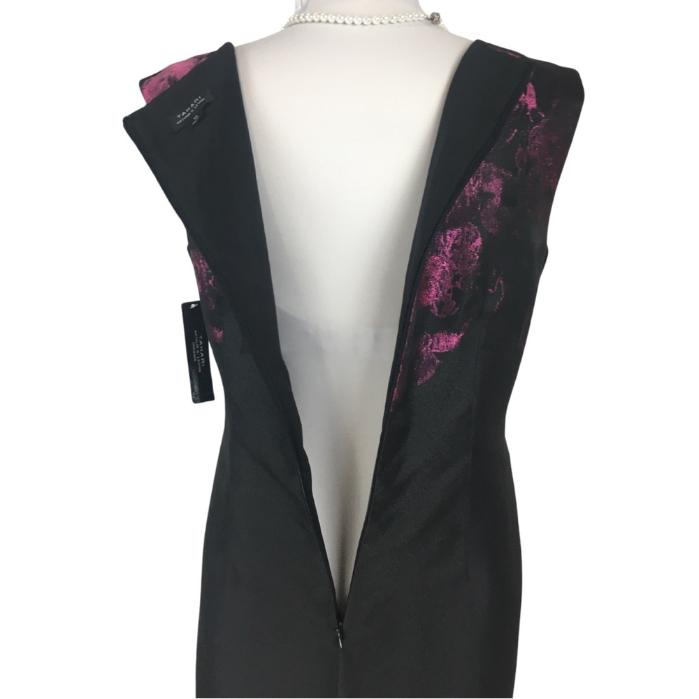 Tahari Black Pink Floral Jacquard Sleeveless High Neckline Sheath Dress size 12 - Picture 12 of 16